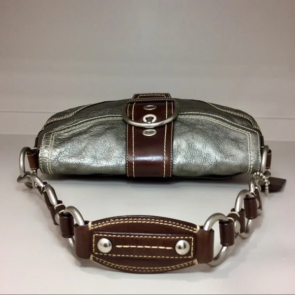 Rare Coach Soho Metallic Goat Leather Y2K Buckle Flap Shoulder Bag - Picture 13 of 17